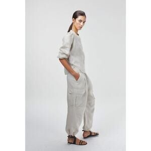 Lanhtropy Women’s Linen Cargo Adjustable Natural‎ Pants Sz XS